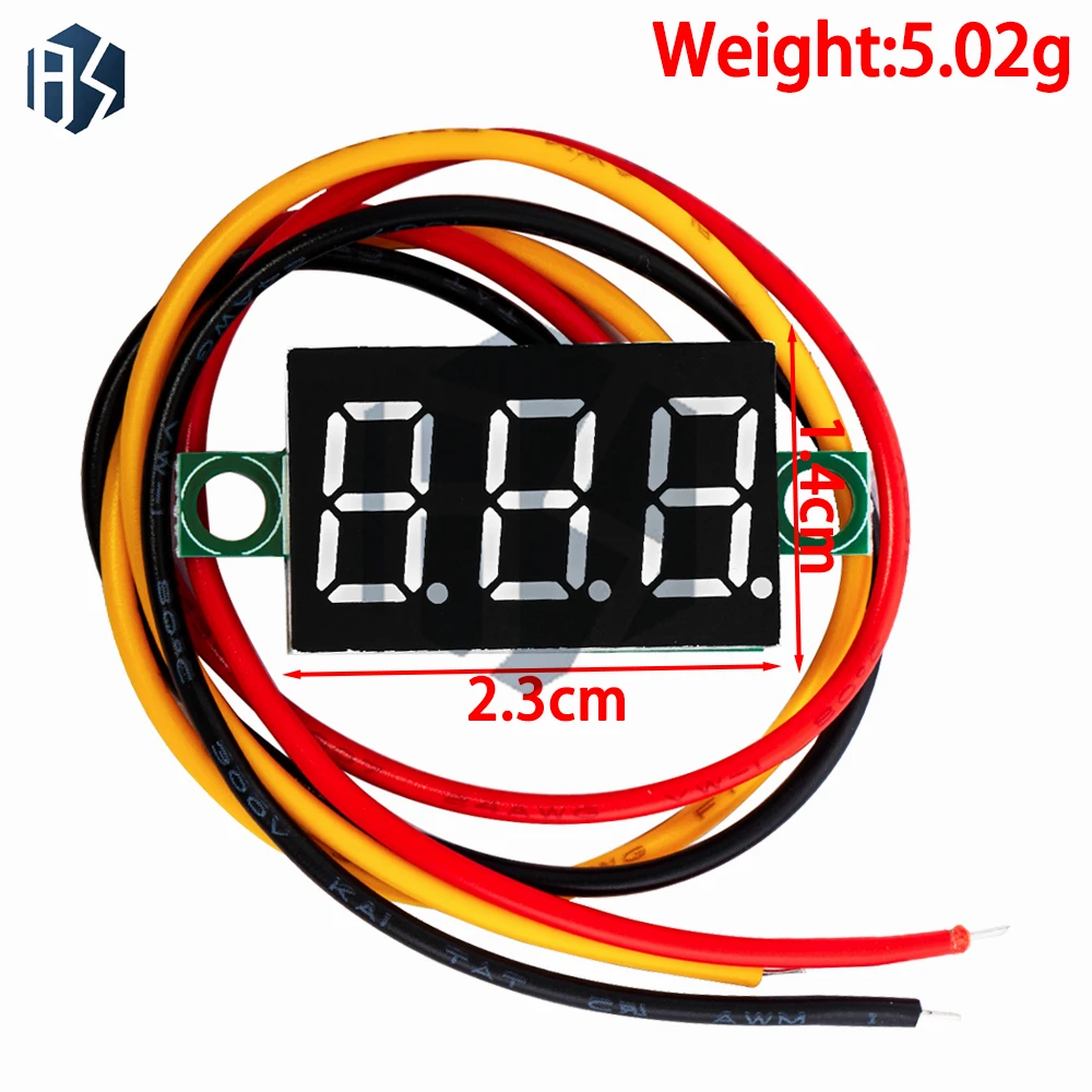 0,36 Zoll 3-stelliges digitales Voltmeter – DC 0V-100V LED-Spannungsplattenmessgerät mit roter, grüner und blauer Anzeige