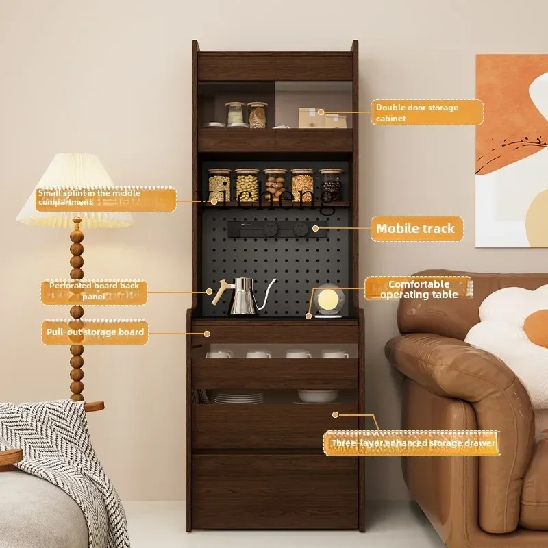 

BF solid wood dining side cabinet integrated high cabinet against the wall kitchen locker narrow tea cabinet