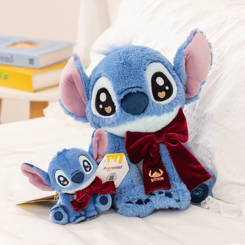 

Оригинальная плюшевая игрушка Stitch, сверкающая строчка с галстуком-бабочкой, плюшевые игрушки, мягкая аниме, мягкая приятная кукла, украшение для детской комнаты, подарки