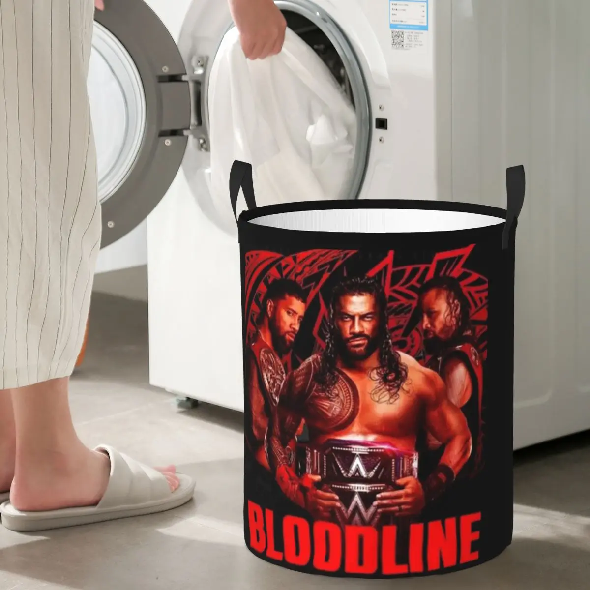 

Wrestler Roman Reigns Wrestling Foldable Laundry Baskets Dirty Clothes Toys Storage Basket Large Waterproof Bag