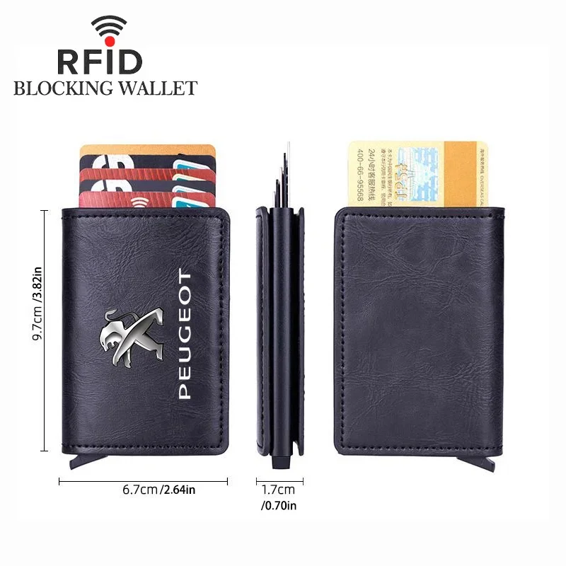 Carbon Fiber Leather Rfid Card Holder Pocket Men Wallets Money Bag For Peugeot GT 206 307 3007 308 3008 207 208 407 508 2008 205