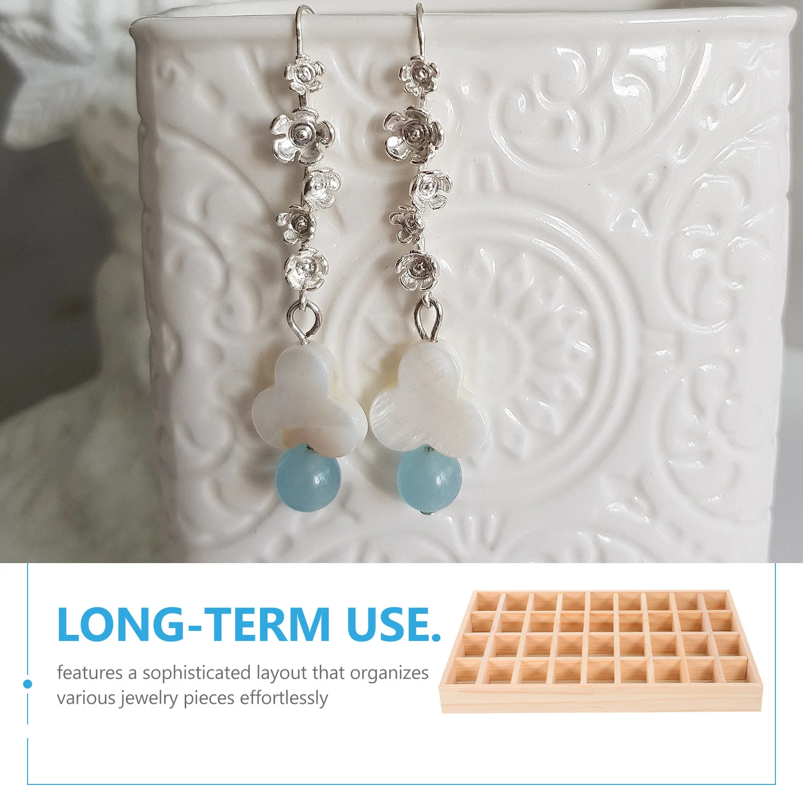 36-Grid Jewelry Storage Wood Design For Necklace Bracelet Organizer Drawer Display Box Table Top Trinket Tray Beading Board