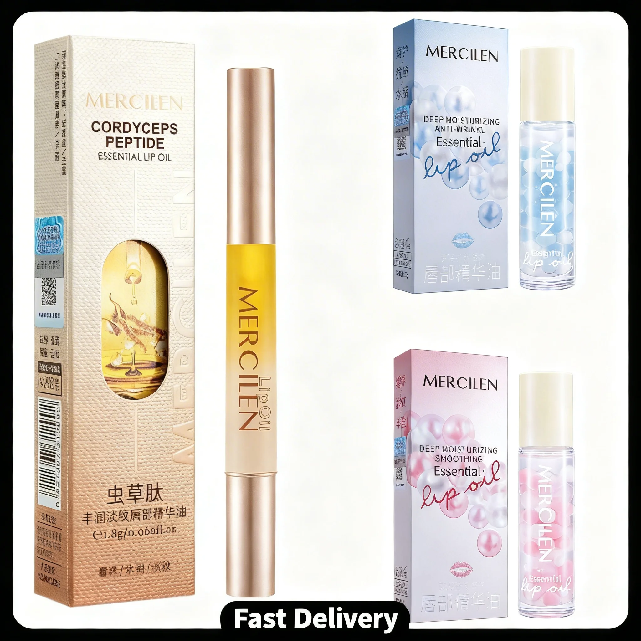 1/2/3PCS Crystal Rolling Ball Lip Oil Moisturizing Hydrating Lip Care Lip Tint Lip Balm, Long Lasting & Nourishing Plumper Lip G
