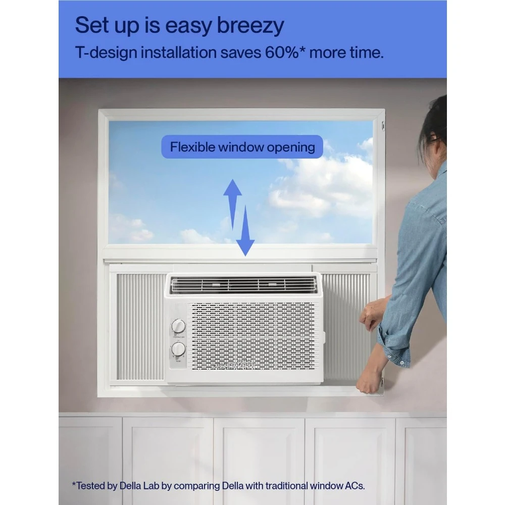 5000 BTU Air Conditioner Cools Up To 150 Sq. Ft, Energy Saving AC Unit with Easy To Use Mechanical Control and Reusable Filter