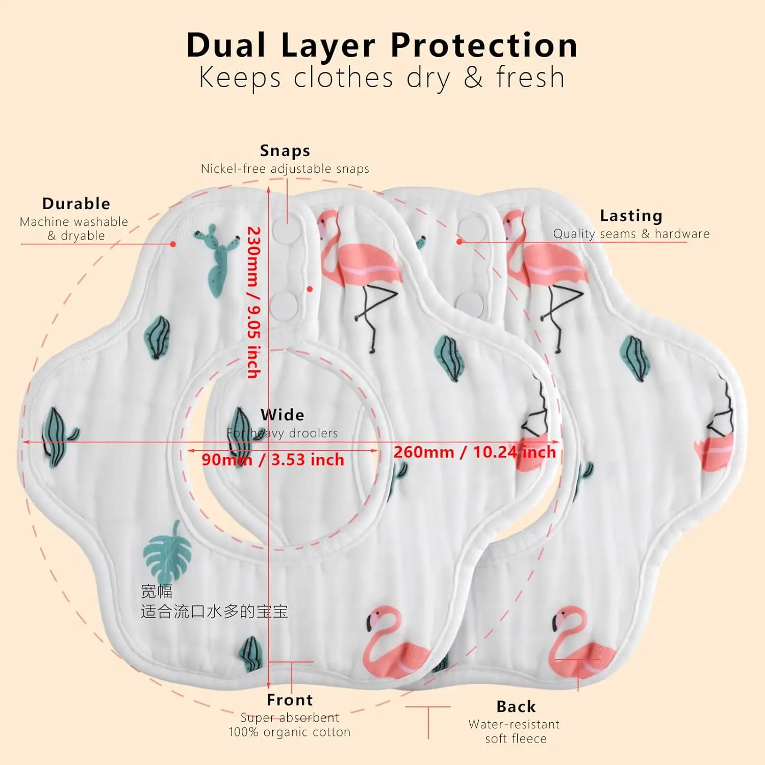 8 قطعة من مرايل الأطفال المصنوعة من القطن العضوي مرايل لحديثي الولادة قابلة للتعديل مريلة أطفال فائقة النعومة وماصة للجنسين للأطفال الصغار #5