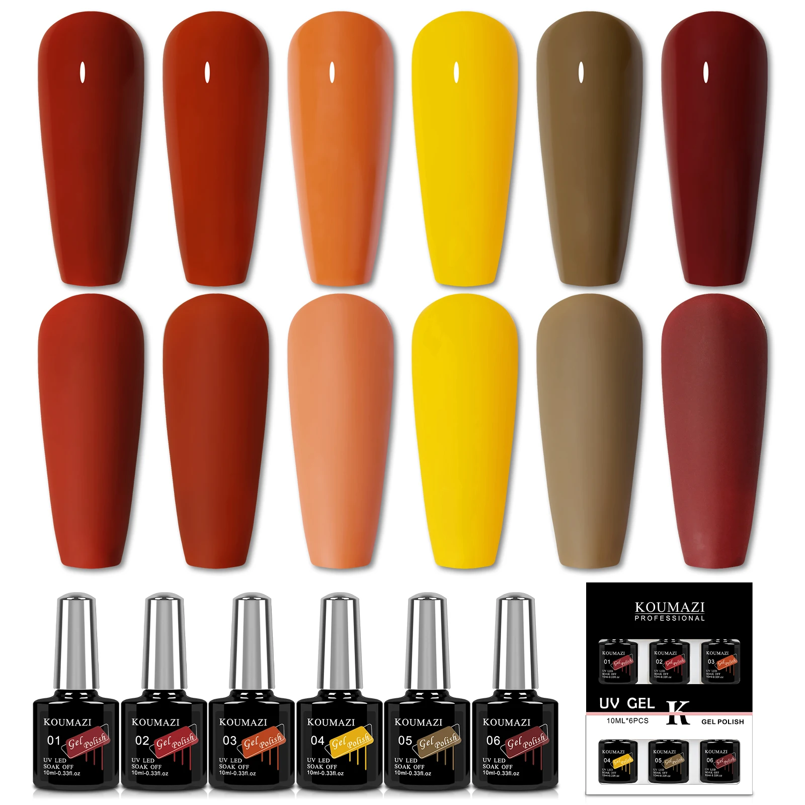 6 Colors 10ml Gel Nail Polish Set Pumpkin Color Halloween Painting Manicure Soak Off UV LED Varnishes Good Gift For Ladies