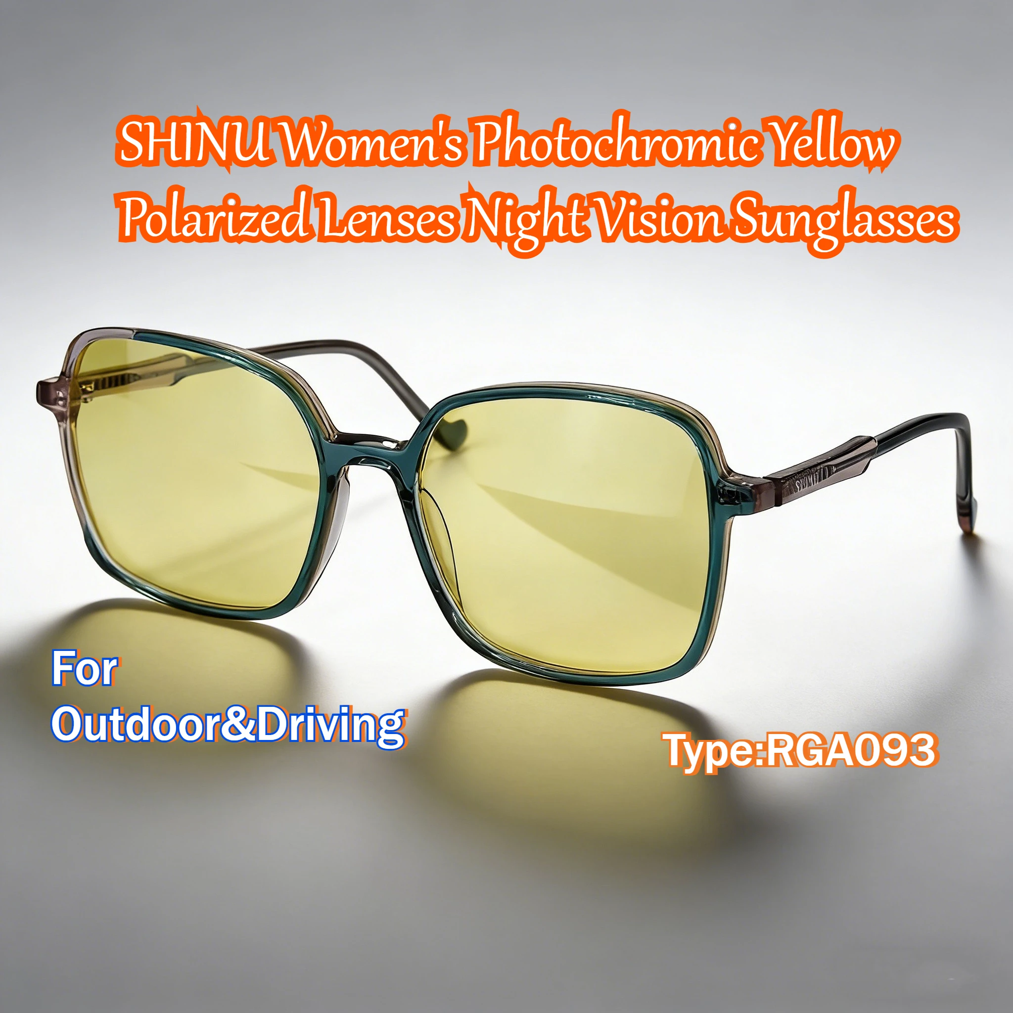 

SHINU Women's Photochromic Polarized Sunglasses Yellow Night Vision Lenses for Driving & Outdoor Brown Tint Available