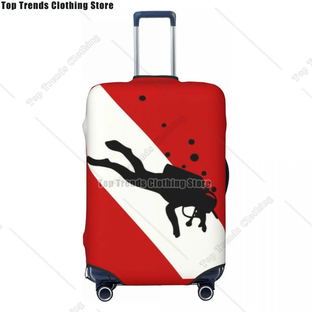 Scuba Dive Flag Bubble Suitcase Cover Washable Diving Diver Luggage Covers Protector for 18-32 inch
