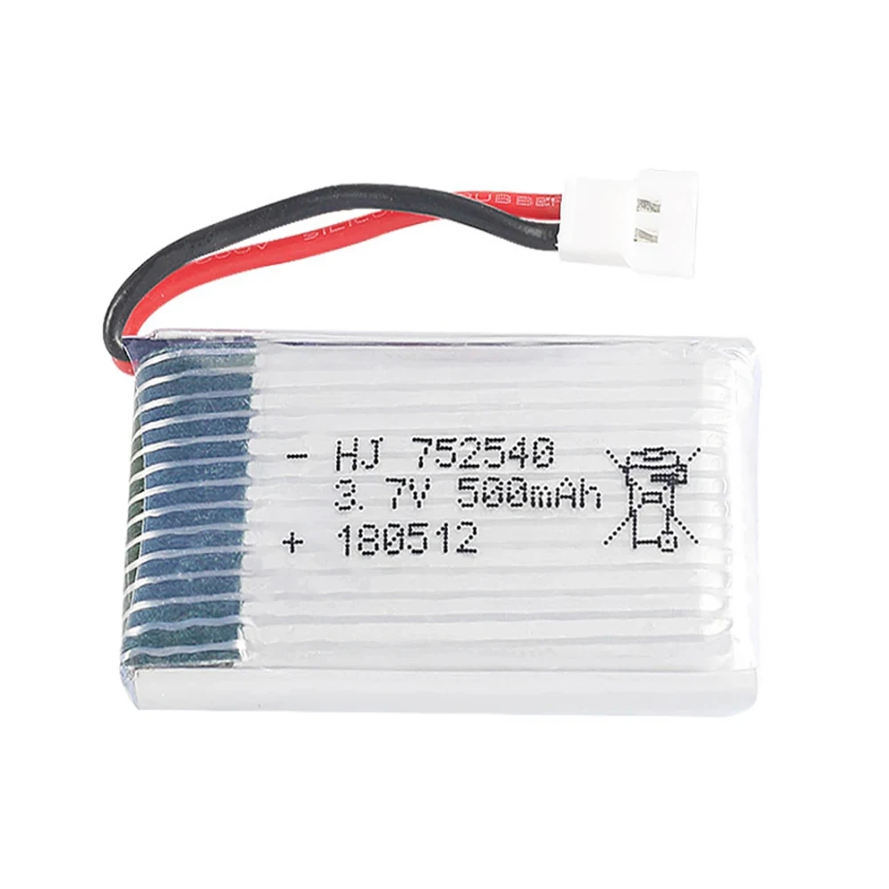 3.7V 500mAh H31 baterai 752040 baterai Lipo isi ulang untuk H107 H31 X5C KY101 E33C E33 H43WH RC suku cadang Drone 3.7V baterai