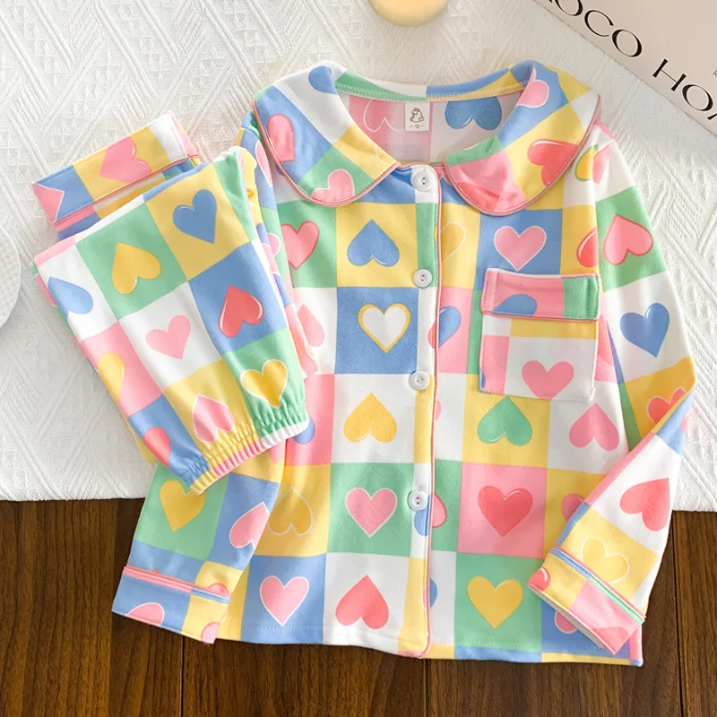 

2026 children's velvet warm sleepwear princess collar autumn and winter long sleeved new brushed cartoon cardigan home clothes