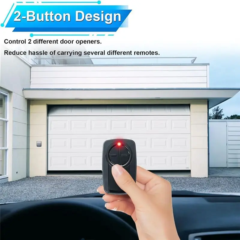 DT21 Universal Garage Door Opener Remote 2-Button Klik5U-Bk2 Klik3U-for Bk, for Red/Orange/Purple/Green/Yellow Learn Button or