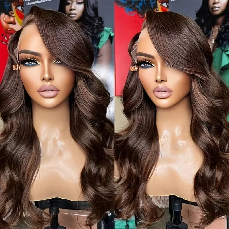 

Chocolate Brown Lace Front Wig 13x6 Body Wave HD Lace Front Wigs Pre Plucked with Baby Hair Glueless Human Hair Wigs for Women