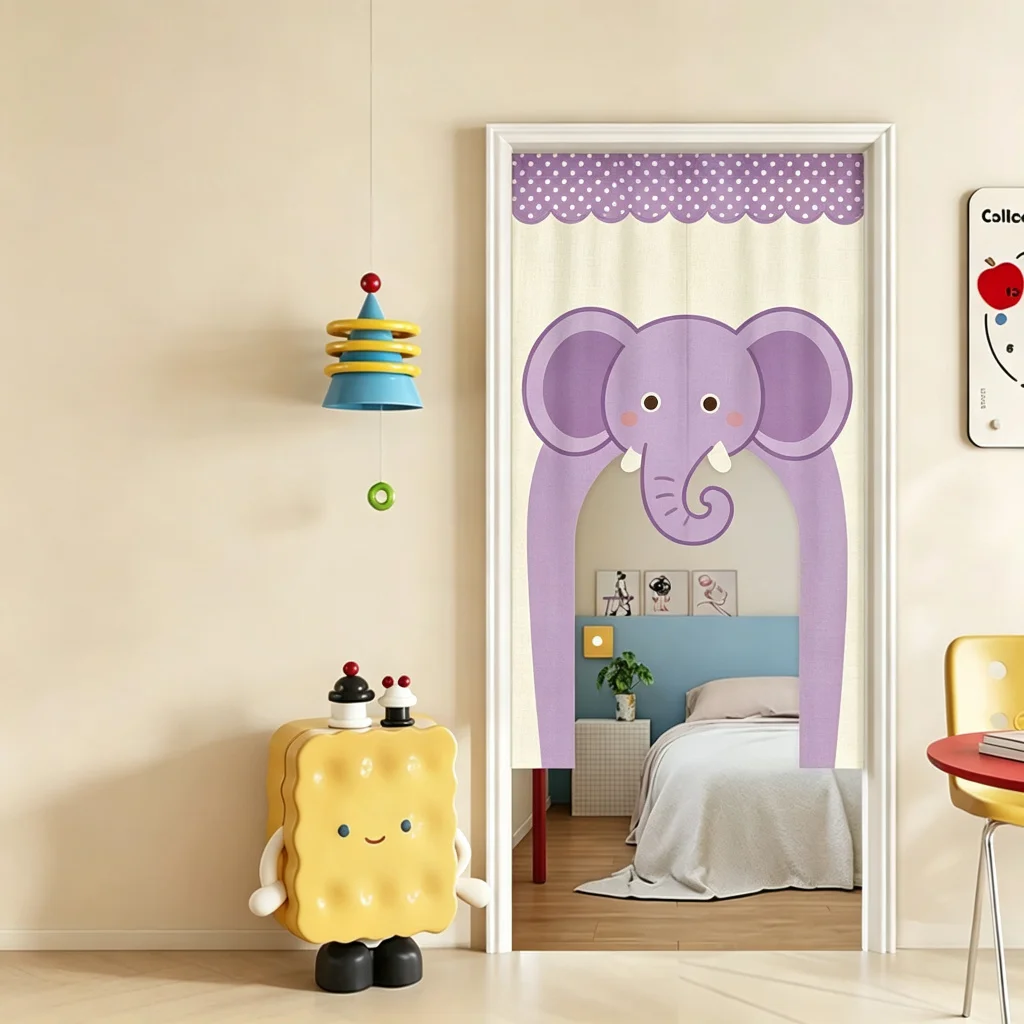 VIKAMA Ice Cream Arched Half Door Curtain Kids Room Cotton Linen Short Curtain Privacy Partition Home Decor Bedroom Nursery