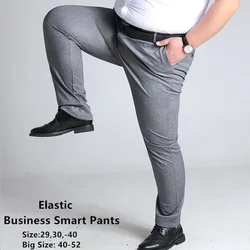 Pantalones de trabajo de talla grande para hombre, ropa de oficina, color gris, negro, azul oscuro, elástica, recta, de negocios, 44, 46, 48, 50, 52, 140KG