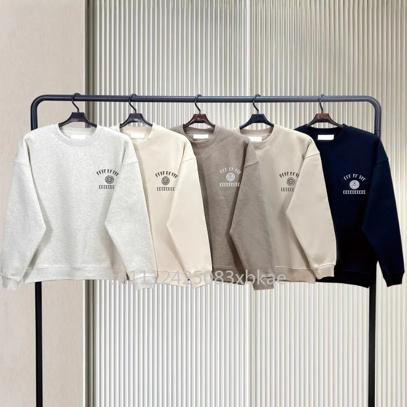 

Мужские оверсайз свитшоты FW25 класса люкс с двойной линией дизайна, флокированным буквенным логотипом, дизайнерские брендовые парные свитшоты