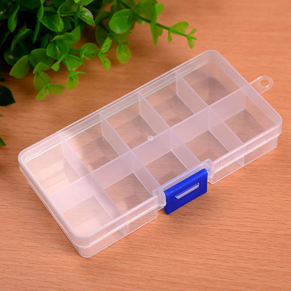 Plastic Transparent Box Multifunctional Storage Box Make Up Fishing Gear Accessories Rubber Band Screw Storage Box 10 Grids