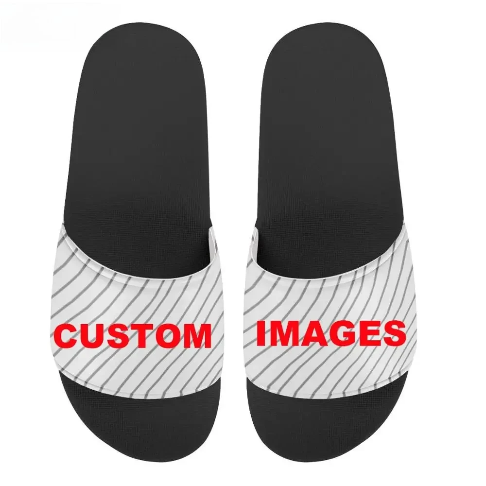 Noisydesigns White Custom Your Own Logo Image Text Photo Pattern Women Slippers Casual Summer Home Flip Flops Dropshipping view 2