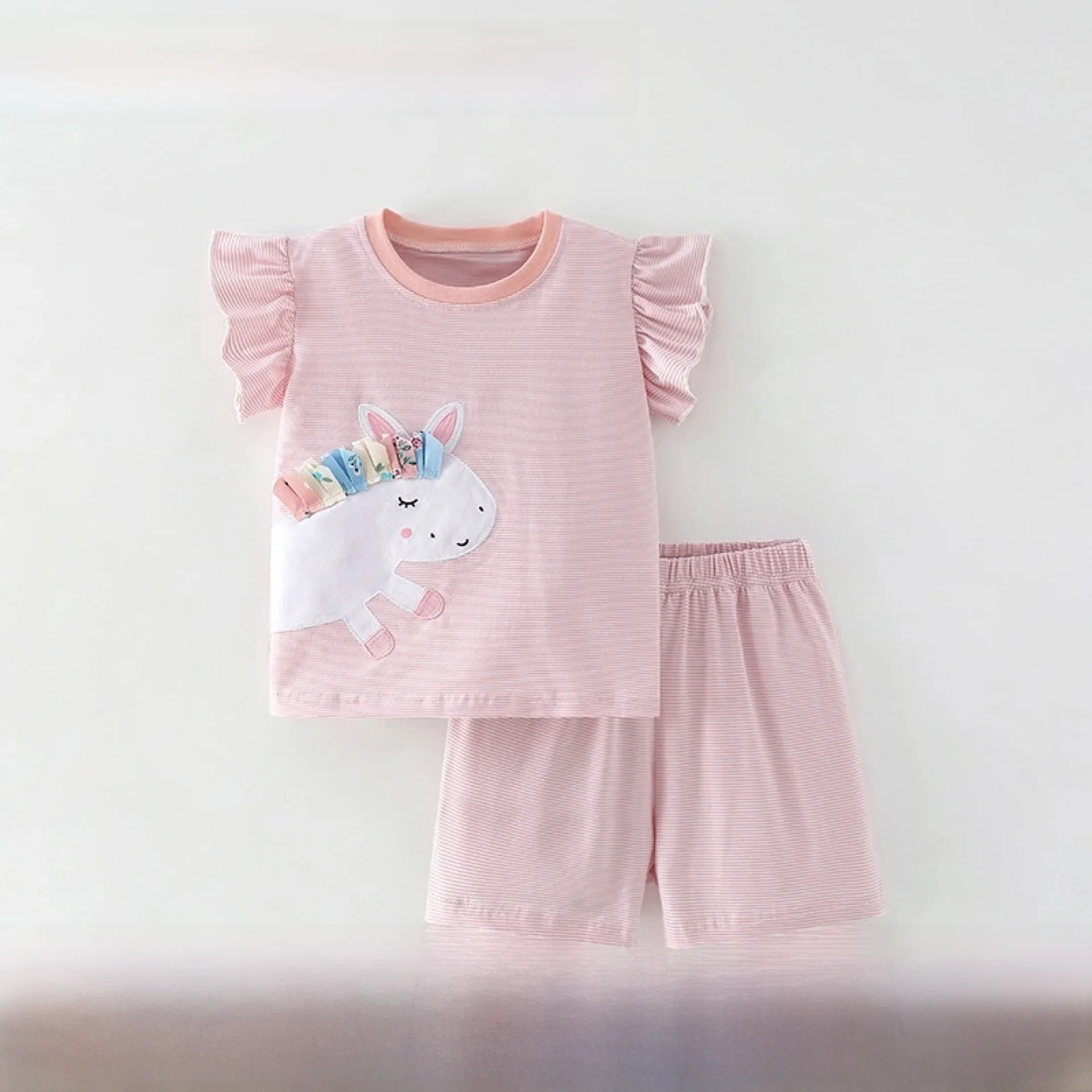 

Летний повседневный комплект Malwee для девочек, комплект из двух предметов, милый наряд для маленьких девочек, удобный мягкий наряд из смеси хлопка с животным принтом