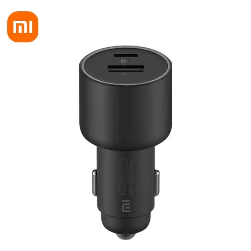 Xiaomi 100W Car Charger Dual USB Quick Charge Mi Car Charger USB-A USB-C Dual Output LED Light With 5A Cable