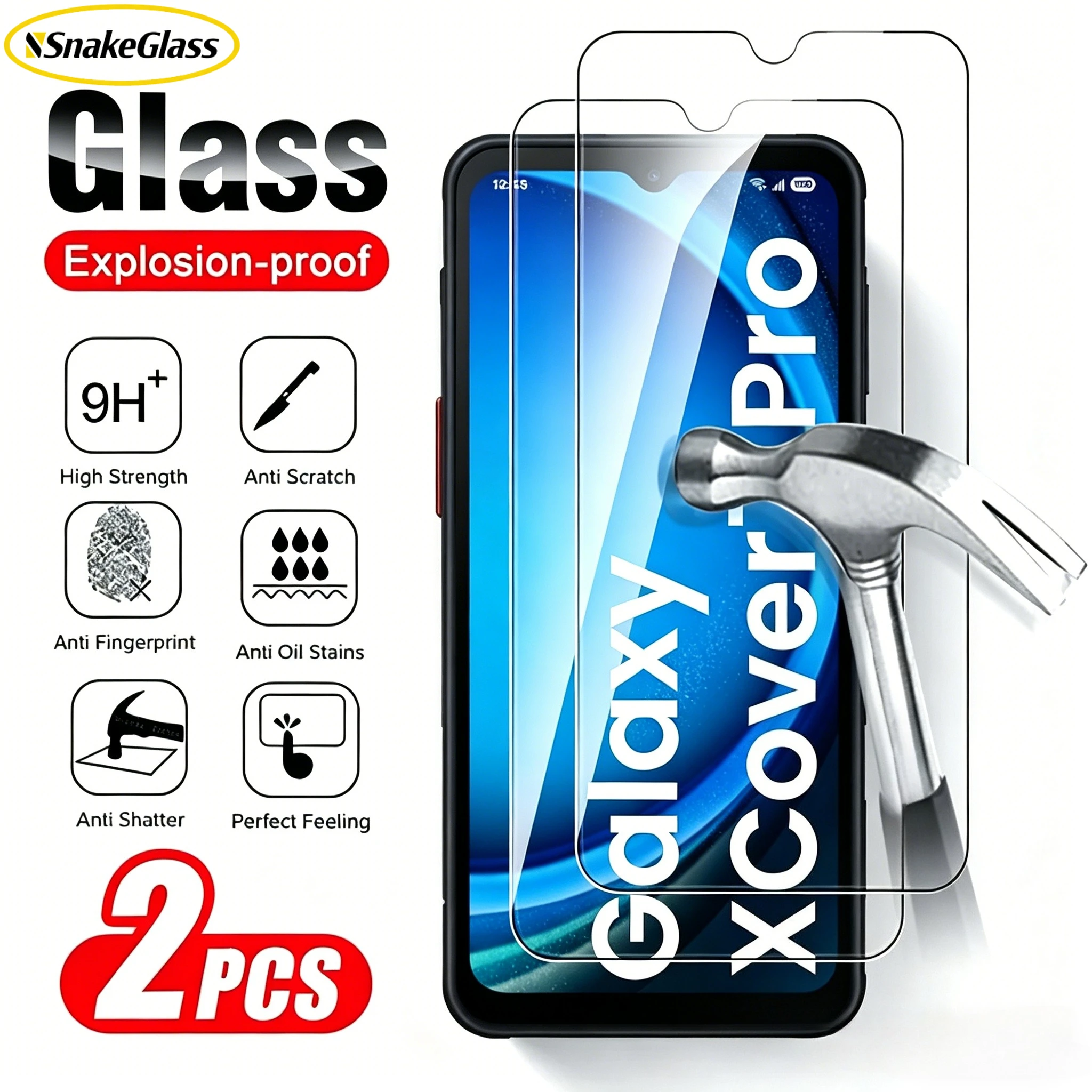 2Pcs 9H Tempered Glass for Samsung Galaxy XCover7 XCover 7 6 Pro XCover5 Screen Protectors Explosion-Proof Anti-Shatter HD Film