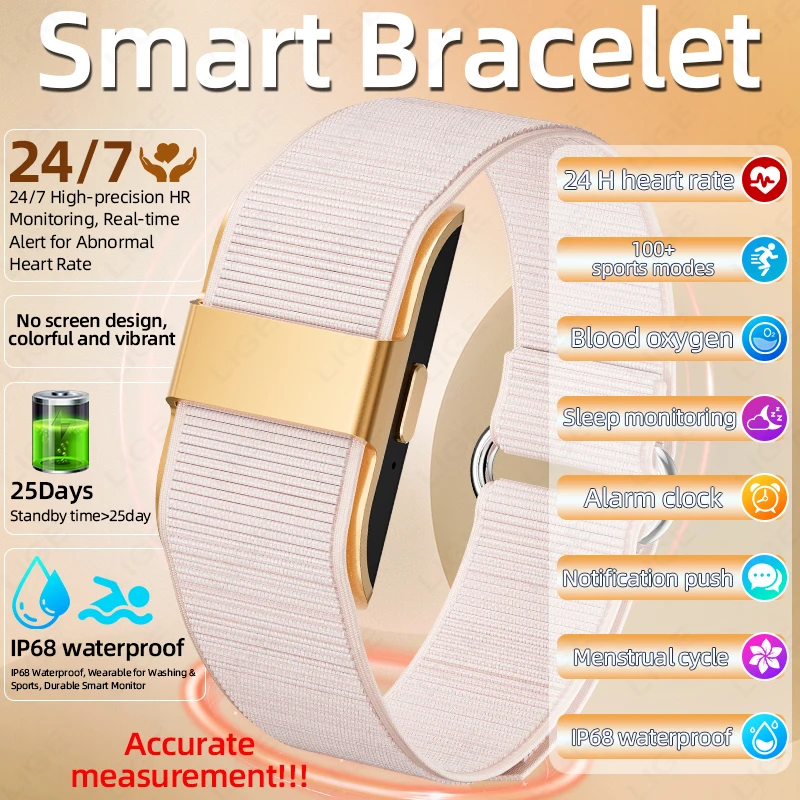 

LIGE 2026 No Screen Smart Watch Men's Sports Outdoors Fitness Heart Rate Monitor 1ATM Waterproof New Smartwatch For Andrio IOS