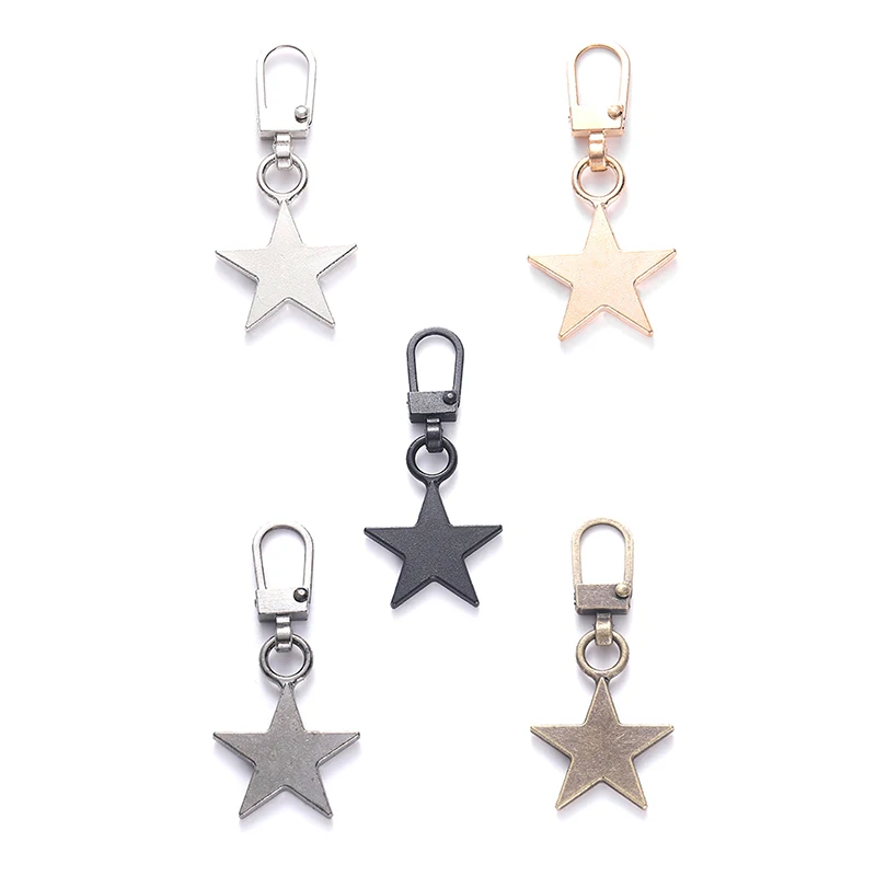 5PCS Sewing Zippers Puller Head Star Shape Detachable Metal Zipper Slider Repair Kits For Bags Backpack Coat Zipper Pull Tab