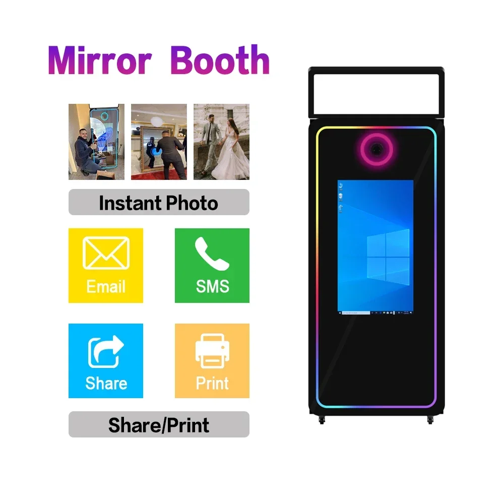 Magic Mirror Photo Booth, Super Bright Square Fill Light, Portable Ttouch Screen Photo Booth, Video Photo Booth Machine, New