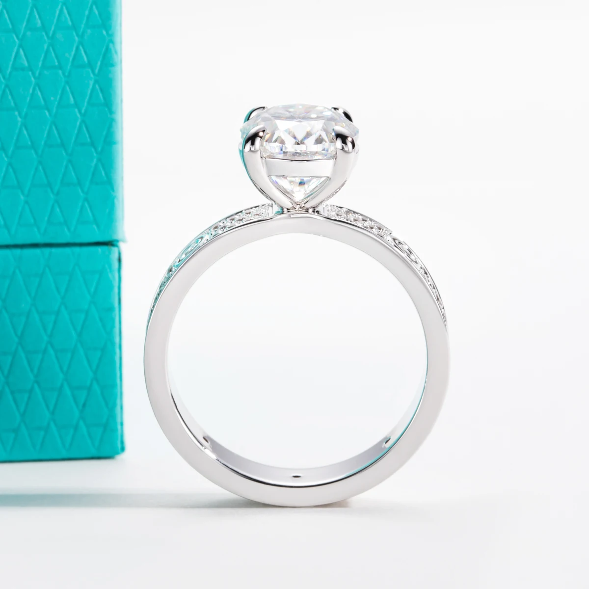 AnuJewel 3ct Ovaler Smaragd Princess Moissanit Verlobungsring 14k Vergoldeter Ehering Schmuckgeschenke für Frauen – Detail 8