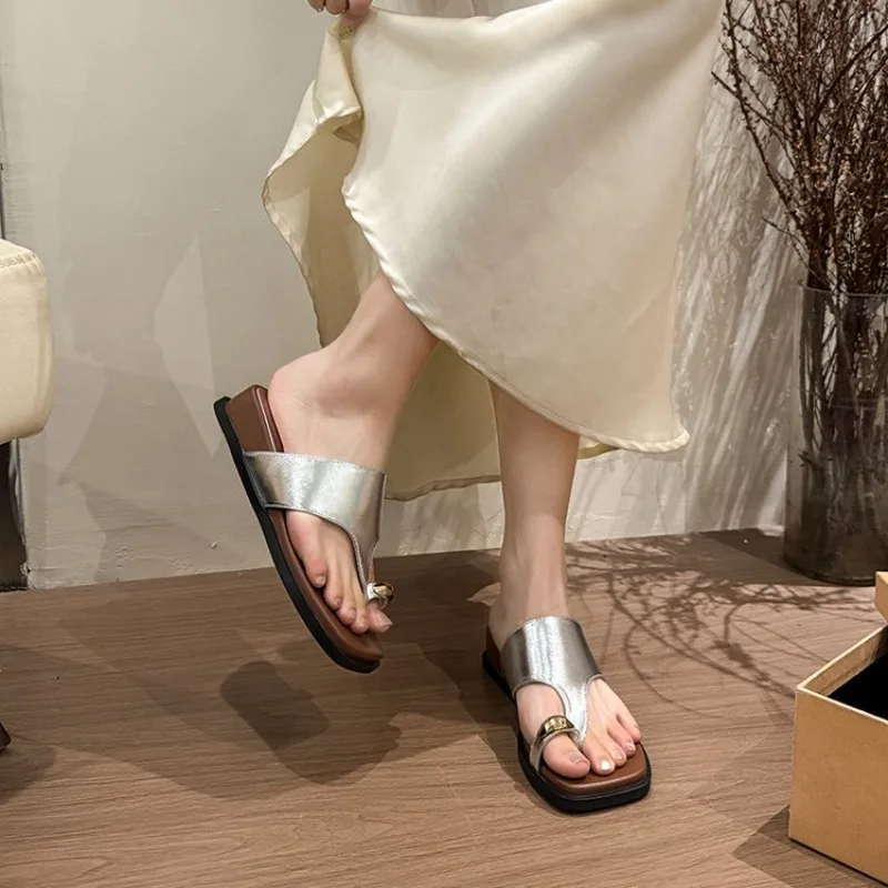 

Platform Wedges Heel Clip Toe Women Slippers Concise Dress Street Style Slides Summer Ladies Outdoor Sandalias