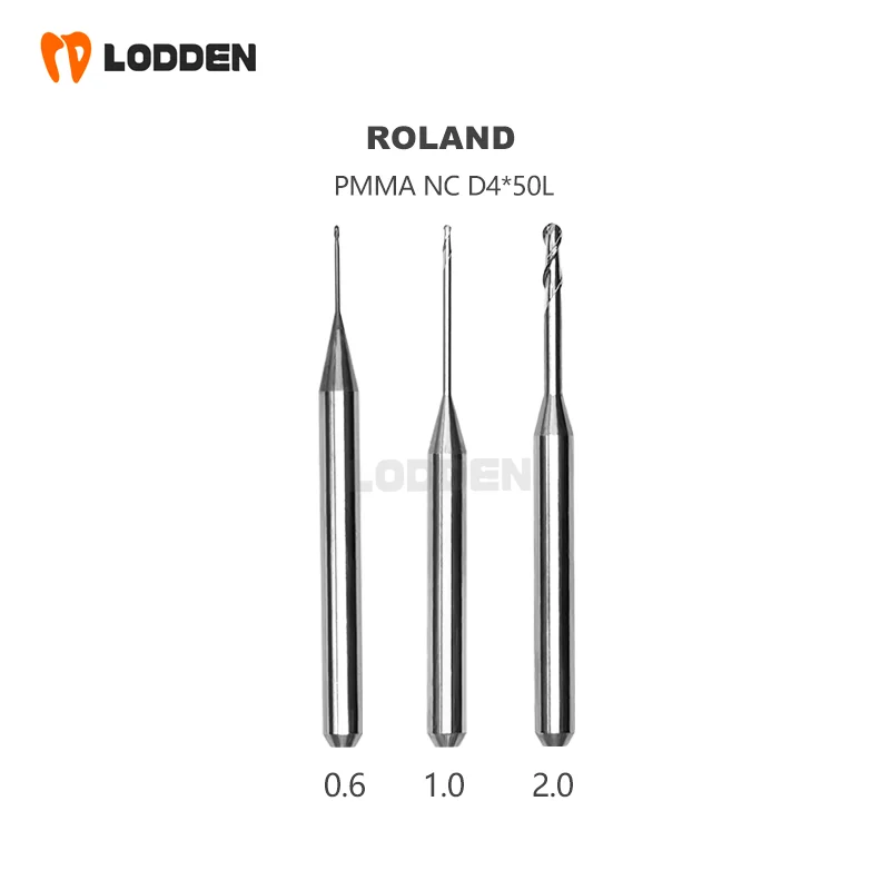 Roland frese per fresatura dentale rettifica PMMA D4 gambo rivestimento NC 50MM lunghezza 0.3/0.6/1.0/1.5/2.0MM strumento per molatura dentale