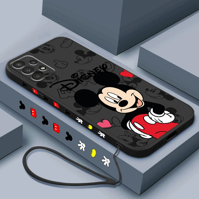 Love Mickey Minnie Baby Mouse For Samsung Galaxy A25 A35 A55 A14 A13 A12 A31 A91 Core Lite Liquid Left Rope Phone Case