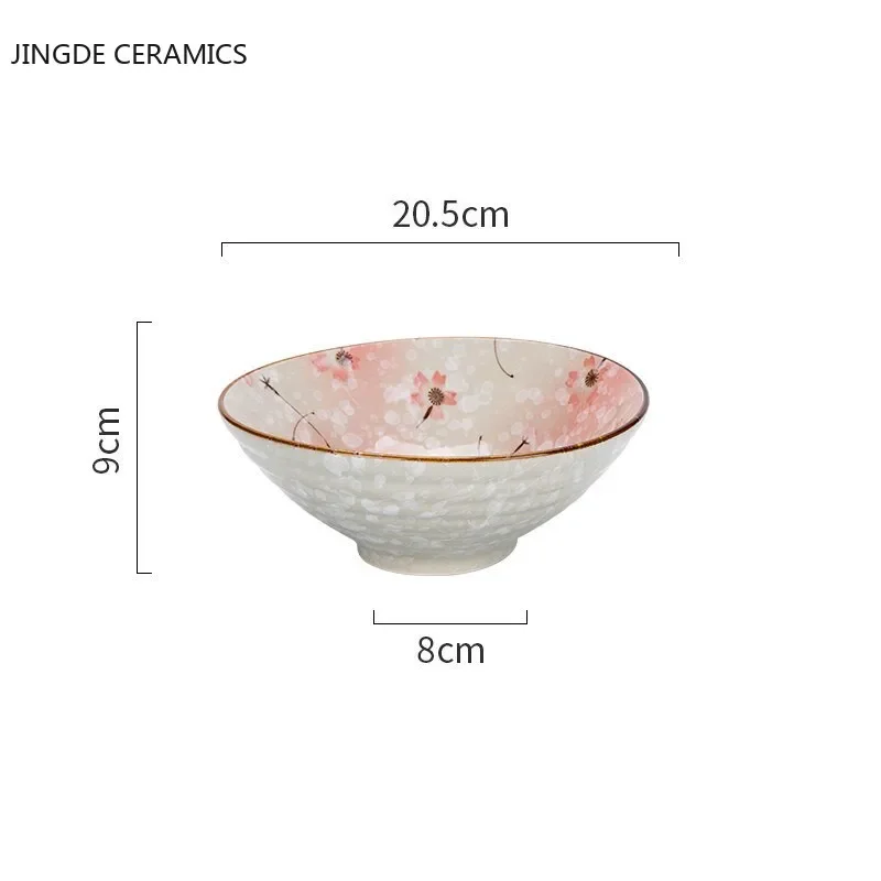 Japanese Style Sakura Pattern Ceramic Large Bowl Home Kitchen Utensils Noodles Rice Soup Salad Bowl Kitchenware Christmas Gifts