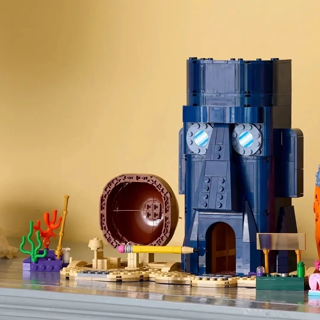 1794pcs Underwater Town Scene Pineapple  Stone House Blue Multilayer Apartment House Building Block Puzzle Model Toys For Gifts