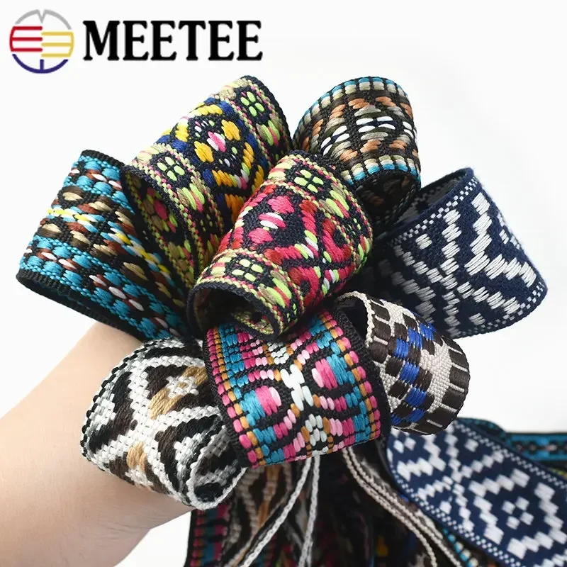 5/10Yards 28-35mm Polyester Ethnic Jacquard Webbing Ribbon for Clothes Bag Strap Decor Tape DIY Hometextile Sewing Accessories