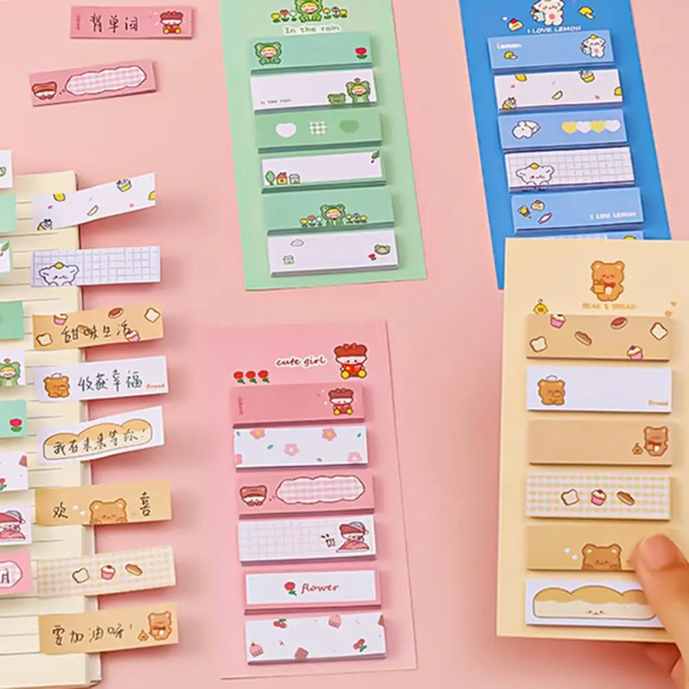 2Pcs Multifunctional Label Index Sticker Cartoon Printing Memo Pad Strong Viscosity Bear Dog Frog Sticky Notepad  Record