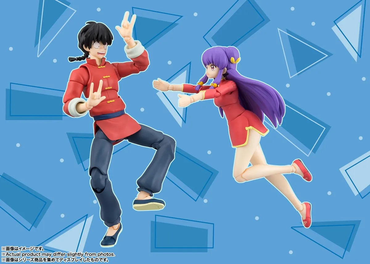 Original BANDAI S.H.Figuarts Saotome Ranma Shampoo Action Figure Toys PVC Model Collection Anime Ranma Nibun-no-Ichi Figurine