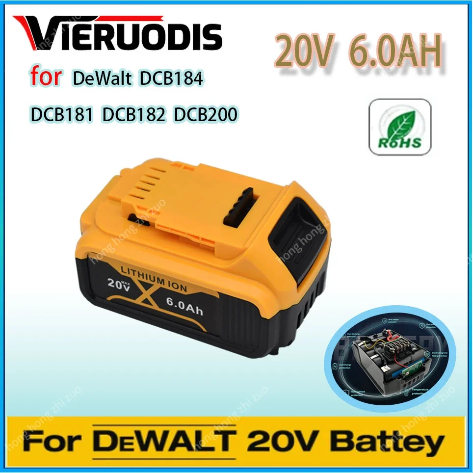 

For Dewalt 20V 6000mah Replacement battery DCB606 DCB609 DCB205 DCB206 DCB209 DCB182 Cordless Power Tool Battery