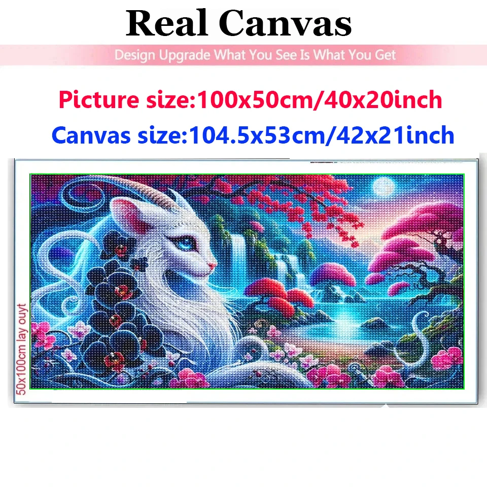 Stunning White Lion Flowers Waterfall Diamond Painting Kit Diy Full Diamond Art Mosaic Psychedelic Diamond Embroidery Home Decor