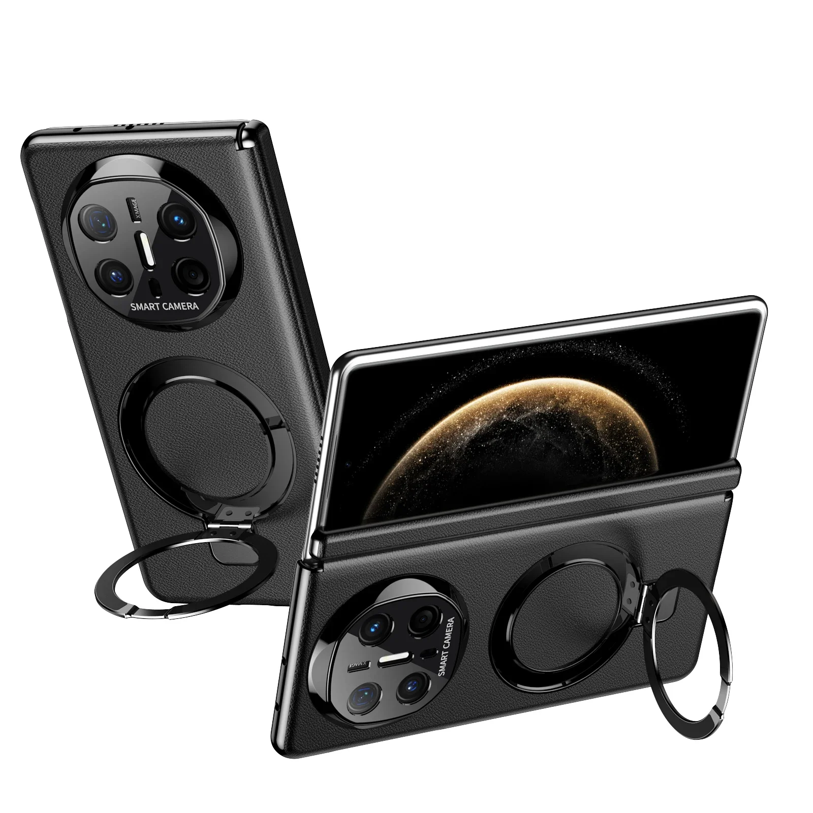 

Для Huawei Mate X6 X5 X3 Magsafe Чехол Роскошный матовый кожаный складной шарнир Магнитный вращающийся кольцевой держатель Противоударный жесткий чехол на заднюю панель