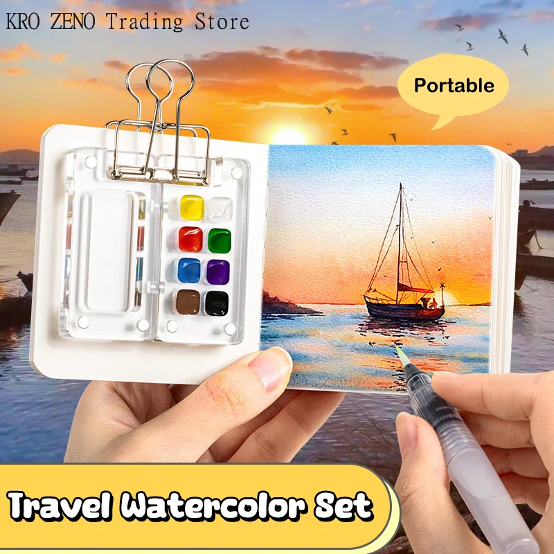 Travel Watercolour Paint Palette Set Mini Pocket Artist Watercolor Paint Palette Travel Sets For Painters Artists Students