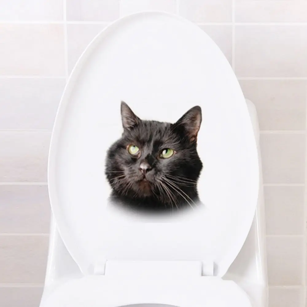 Toilet Stickers 3D Cat Vivid Wall Sticker 2021 Fashion Lovely Animal Pvc Waterproof Decal For Bathroom Toilet Kicthen Decorative