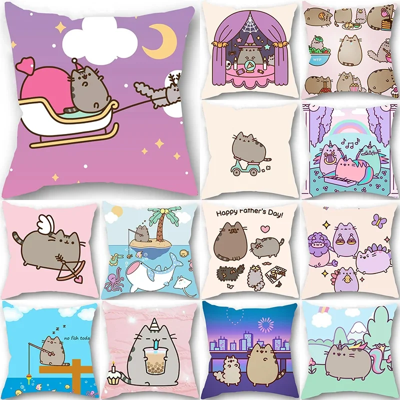 

Kawaii наволочка с изображением кота милый мультяшный серый ленивый телефон домашний декор диван Автомобильная поясная наволочка