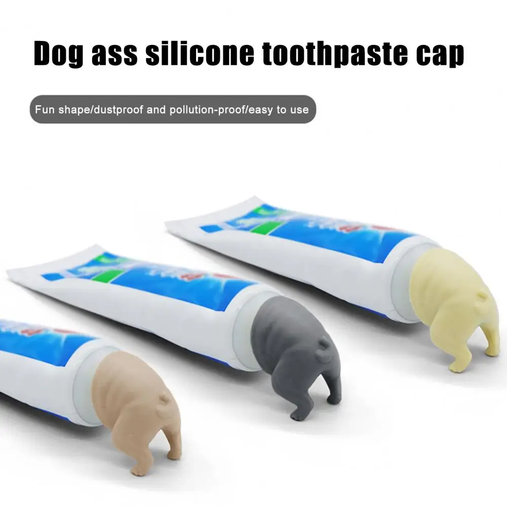 Novelty Toothpaste Cap Funny Pooping Dog Butt Toothpaste Topper for Easy Bathroom Decor Universal Dispenser Cap with Humorous