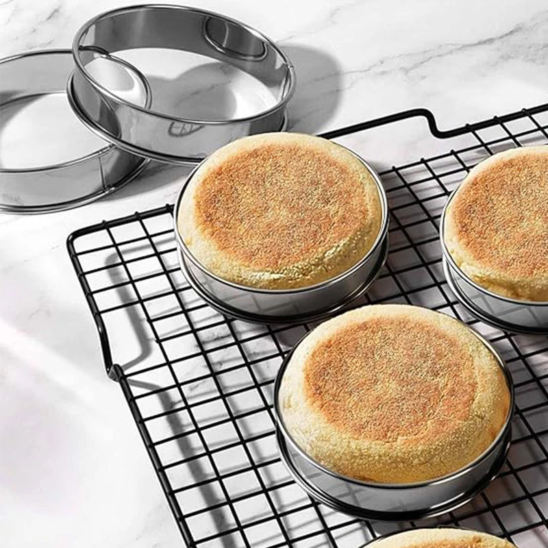 2pcs New Stainless Steel Double Rolled Baking Circle Tart Ring Fruit Pie Cake Cookie Molds 10cm 8cm for Kitchen Biscuit Pastry