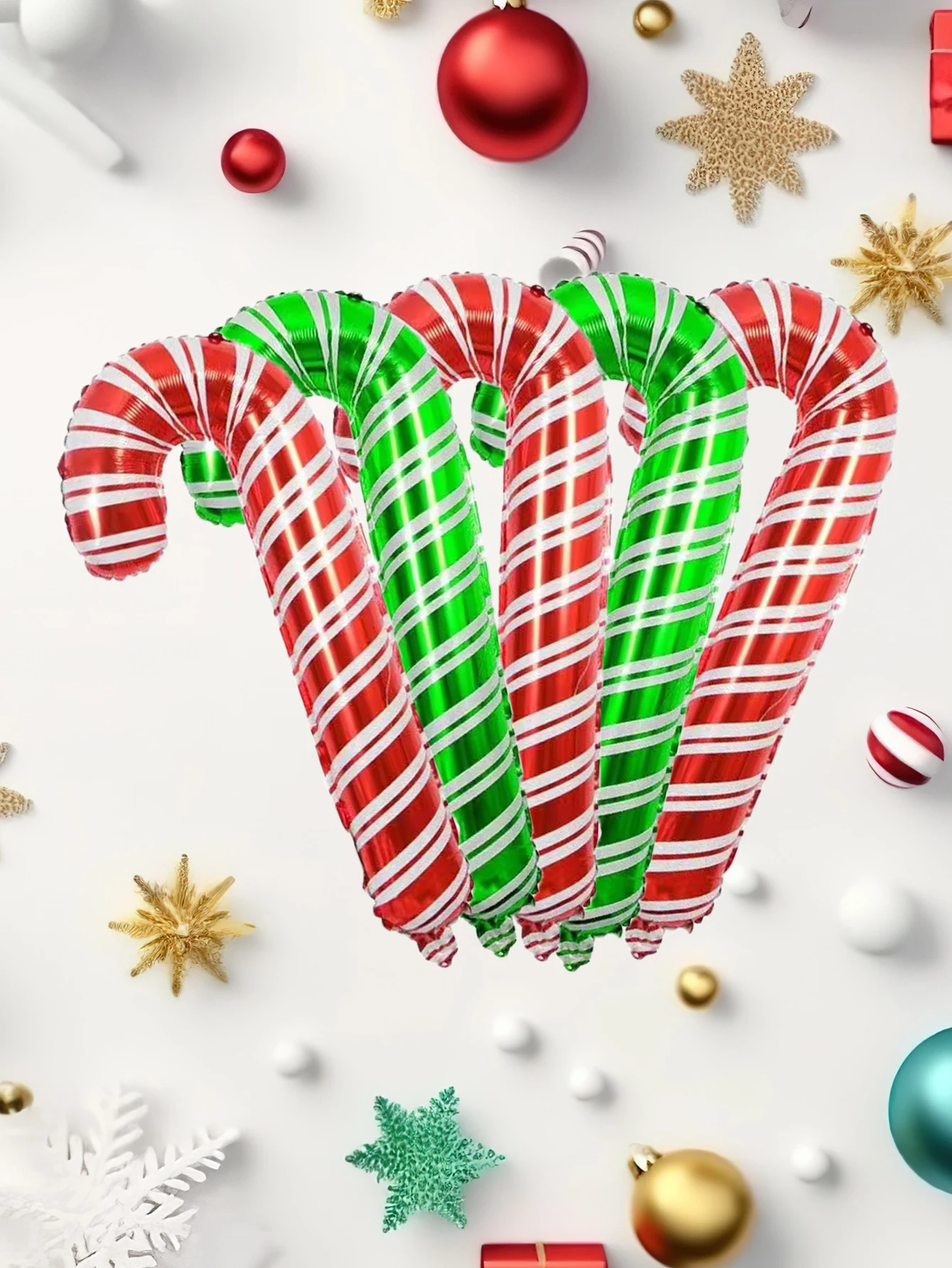 5 uds 84cm grande rojo verde Navidad palo globos de aluminio muleta de Navidad adornos navideños para el hogar Navidad 2026