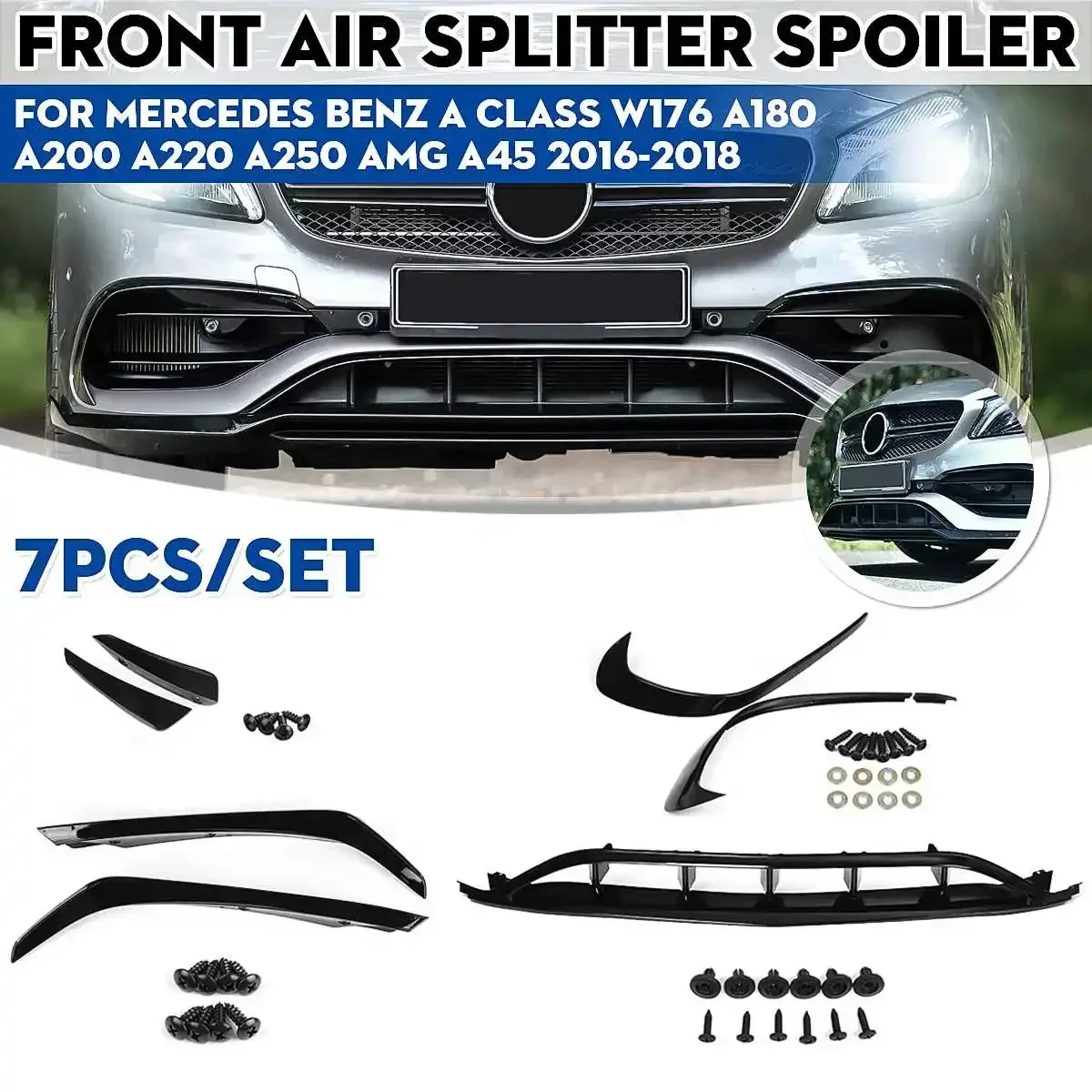 Front Bumper Splitter Fog Light Canard For Mercedes CLA Class W117 CLA45 CLA200 CLA220 CLA250 CLA260 AMG 2016-2019 Body Kit