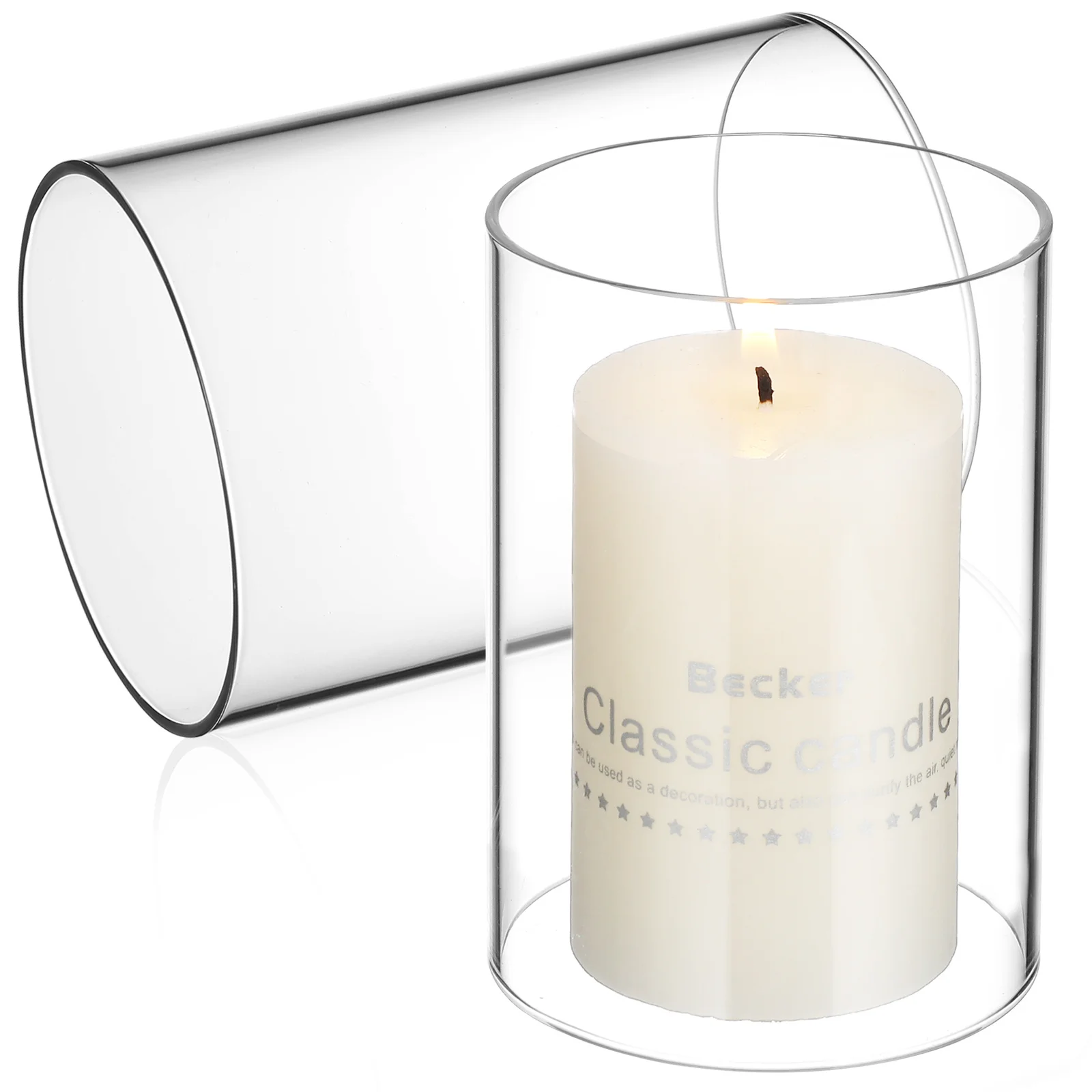 

2Pcs Transparent Covers Windproof Protective Glass Chimney for Candles Creating A Warm Ambiance Clear Glass Shades