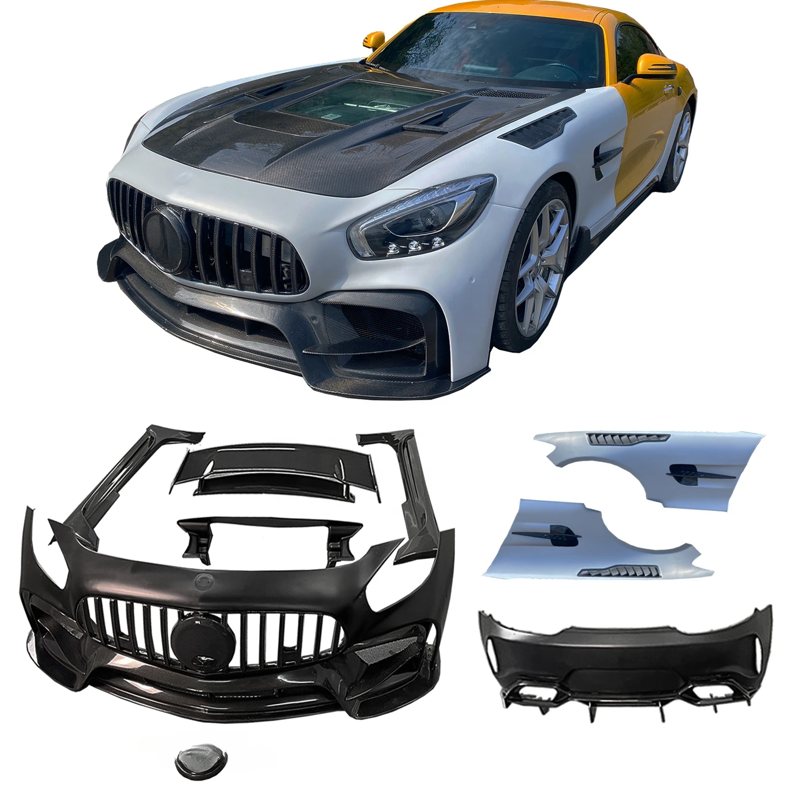 Hot Selling IMP Style  Side Fenders front bumper lip Spoiler Body Kit With Hood For  AMG GT GTS GTC Coupecustom