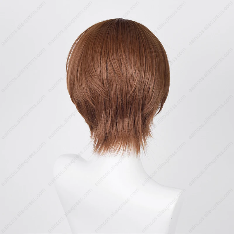 Anime Yagami Wig Cosplay ringan 30cm rambut pendek coklat tua Wig sintetis tahan panas