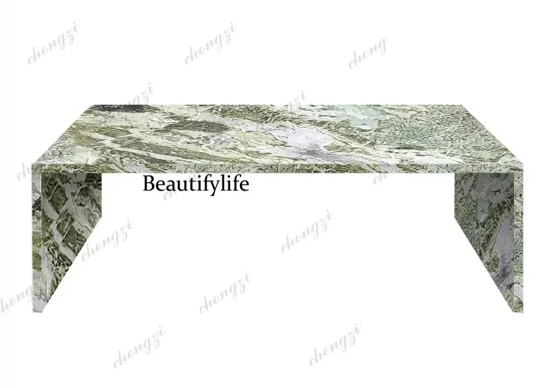 F181 Natural marble, purple light luxury style, modern simple coffee table, living room rectangular tea table